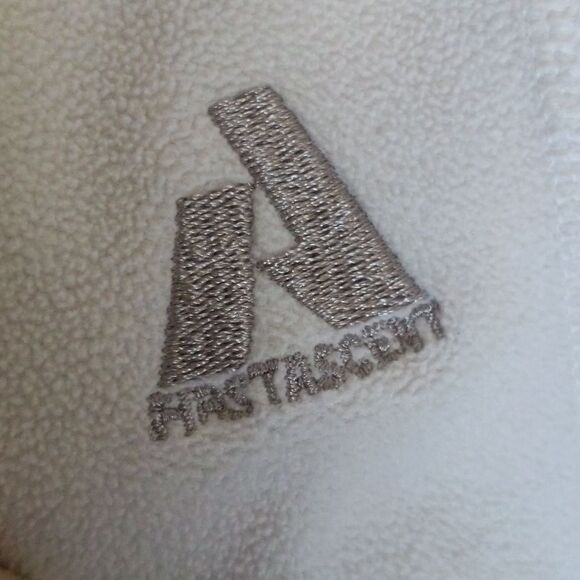 Eddie Bauer First Ascent fleece full zip jacket, cream with teal zipper accent M - Picture 5 of 7